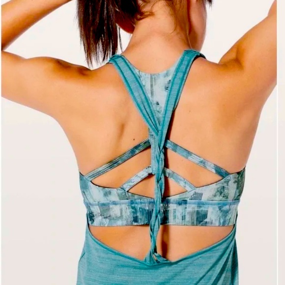 Lululemon Twist and Toil tank Size 6 Heathered Teal Blue / Sun Dazed Multi Blue - Picture 1 of 7